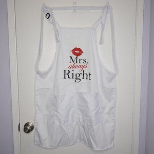White Mrs. Always Right Apron (New)